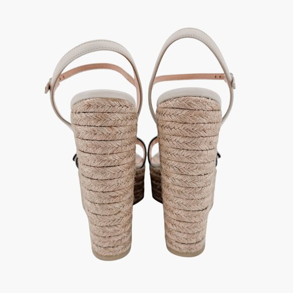 Gucci Aitana White GG Marmont Espadrille Platform Wedge Heel Sandal Size 37 US 7 - Picture 7 of 13